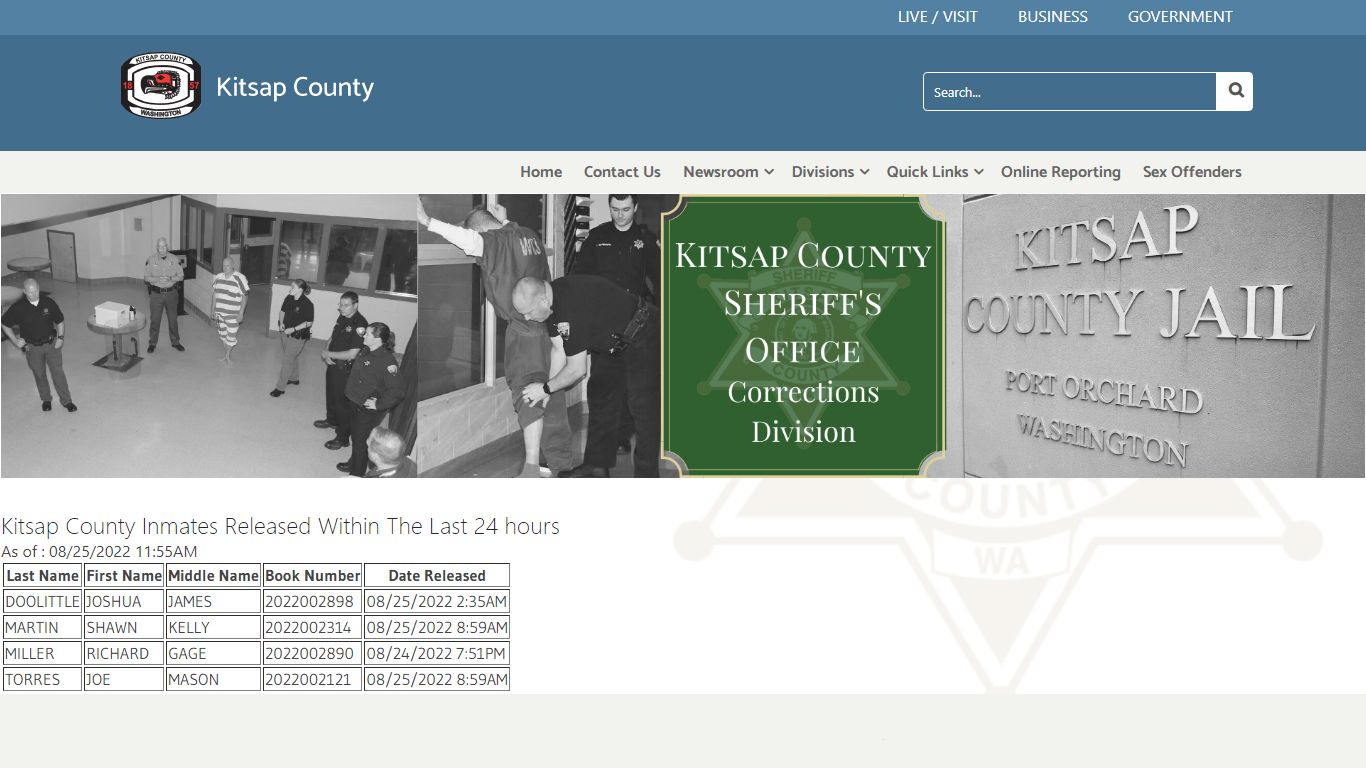 Released Last 24 Hours - Kitsap County, Washington